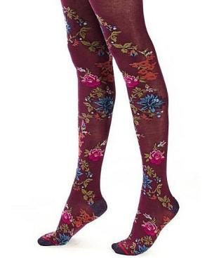 Collant Hiver Fil de Joie Bloom rouge foncé