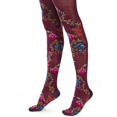 Collant Hiver Fil de Joie Bloom rouge foncé