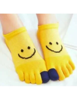 Socquettes 5 Doigts Smile sur le pouce jaunes
