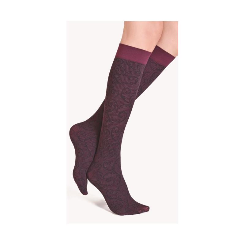 Mi bas Pieds de poule Fleuri Philippe Matignon