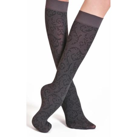 Mi bas Pieds de poule Fleuri Philippe Matignon