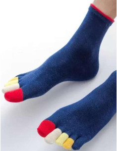 Chaussettes 5 doigts Bleues Doigts Couleurs
