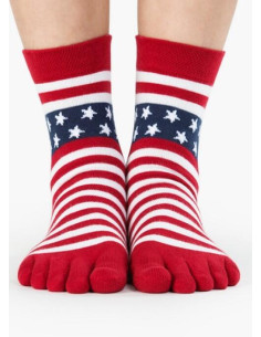 chaussettes à 5 doigts rouges rayures 2