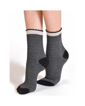 Chaussettes-fantaisie-Phiplipp-matignon-jacquard-chic-élégant-noir-profil