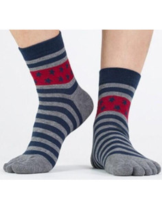 chaussettes à 5 doigts grises rayures 2