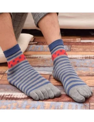 chaussettes à 5 doigts grises rayures