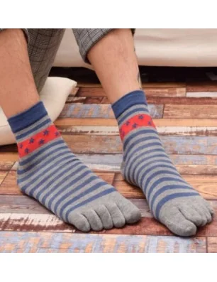 chaussettes à 5 doigts grises rayures