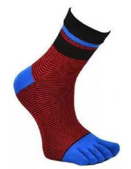 Chaussettes 5 Doigts fines rayures acides bleu roi
