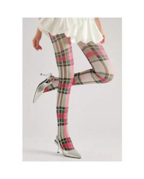 Collant-opaque-ecossais-gris-rose