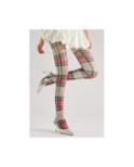 collant opaque Gris Tartan vert et  Rose