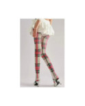 collant opaque Gris Tartan vert et  Rose