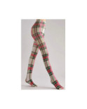 collant opaque Gris Tartan vert et  Rose