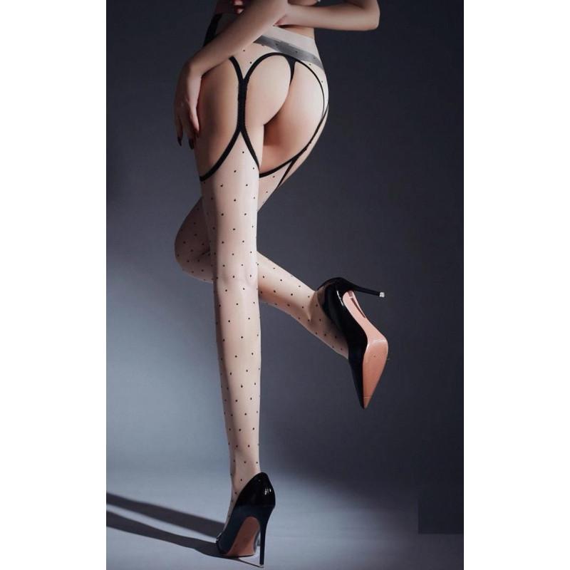 Collant Porte Jarretelles Plumetis naturel