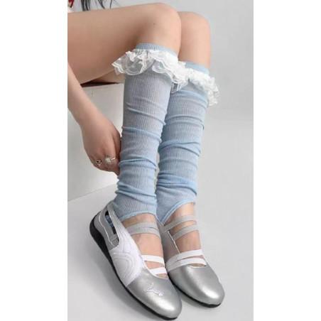 Guêtres Fuseaux coton revers dentelle