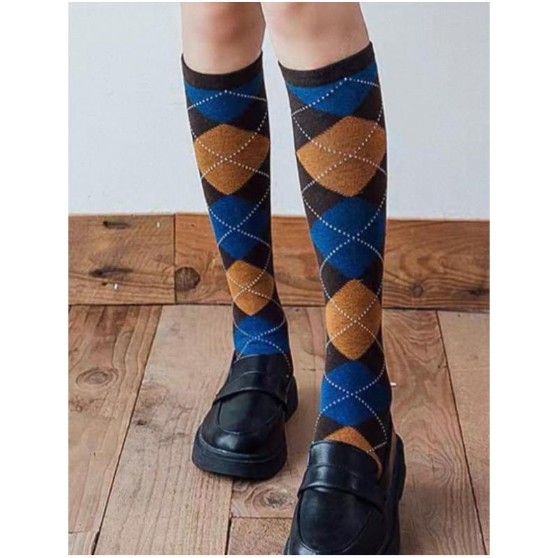 Mi bas Argyle Vintage losanges bruns bleus