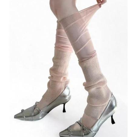 Guêtres--coton-laine--fine-cote-tulle-rose