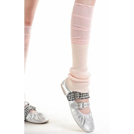 Guêtres Fines cotes et tulles chic rose