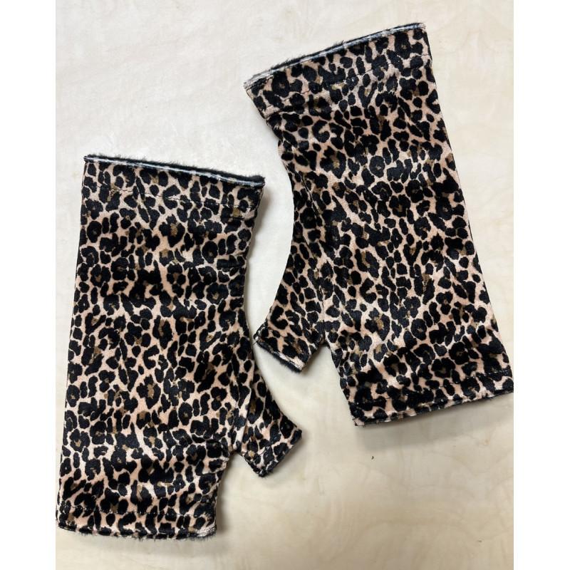 Mitaines léopard Velours doublé polaire hiver