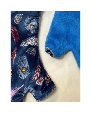 Mitaines Bleues plumes doublé polaire hiver