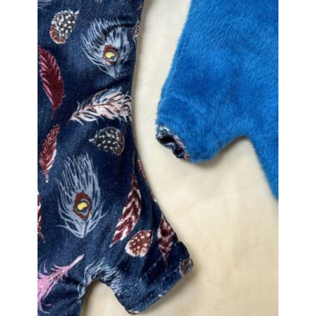 Mitaines Bleues plumes doublé polaire hiver