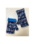 Mitaines Bleues plumes doublé polaire hiver