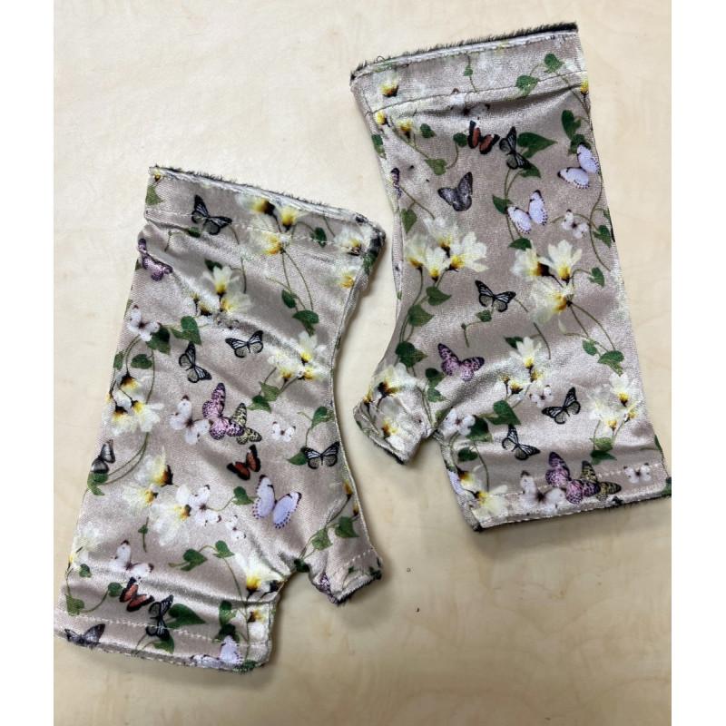 Mitaines Grises Papillons fleuris Doublé polaire