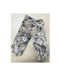 Gants de velours imprimé Papillons Fleuris Gris