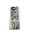 Gants de velours imprimé Papillons Fleuris Gris