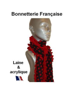 Echarpe en Laine Noire Pois rouge