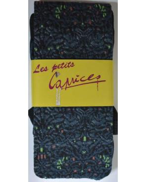  Collant coton dentelle fleuri cobalt