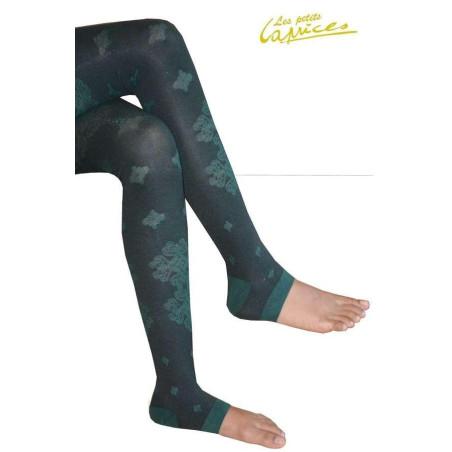 Collant nuit noire dentelle de coton sans pieds