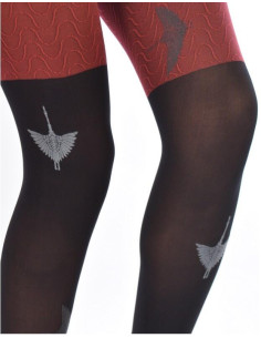 Collant Berthe aux grands Pieds Oies Sauvages Rouges Gris 2