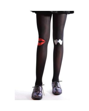 Collant noir bisoux et moustaches