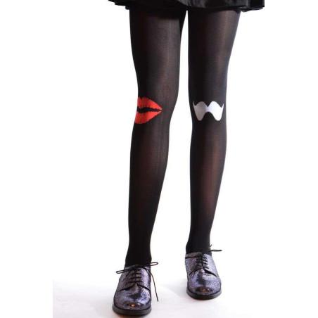 Collant noir bisoux et moustaches