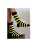 Chaussettes rayures jaunes noires coton