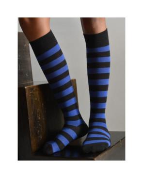 Mi bas rayures bicolores noires bleues