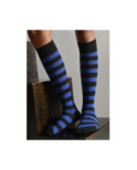 Mi bas rayures noires bleues Coton   Macahel