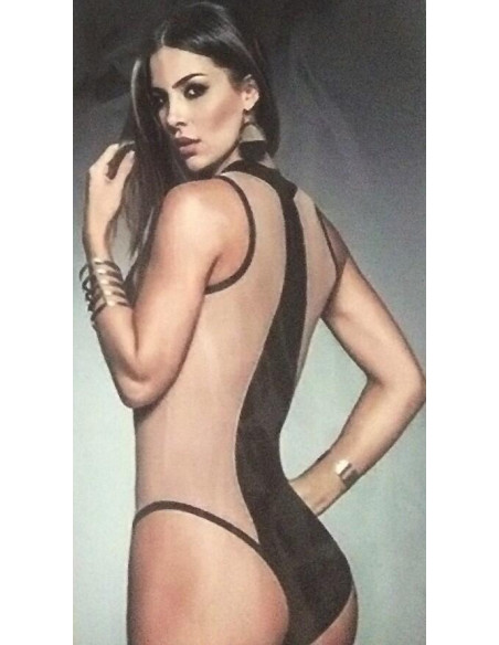 Body Simil cuir effet transparent dos