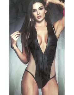 Body Simil cuir effet transparent dos 2