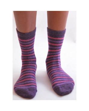 Chaussettes laine et soie rayées roses San Giacomo