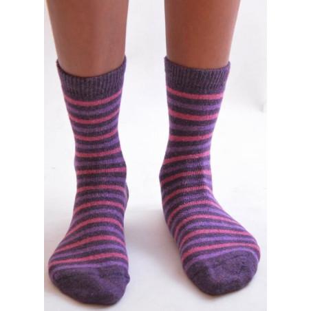 Chaussettes laine et soie rayées roses San Giacomo