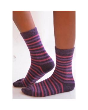 Chaussettes laine et soie rayées roses San Giacomo