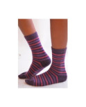 Chaussettes laine et soie rayées roses San Giacomo