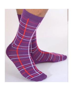  chaussettes Macahel hom Ecossaises violet