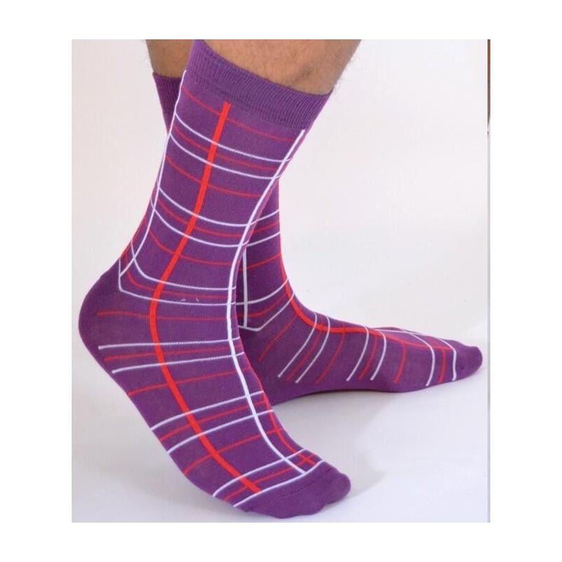 chaussettes Macahel hom Ecossaises violet