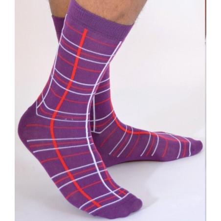  chaussettes Macahel hom Ecossaises violet