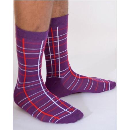 chaussettes Macahel hom Ecossaises violet