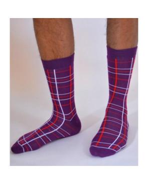  chaussettes Macahel hom Ecossaises violet