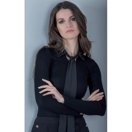 Chemise Moretta Laine et soie à cravate Strass