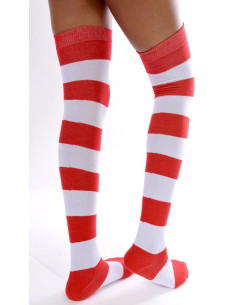 Jambières coton rayures rouges et blanches